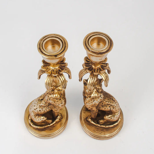 Leopard Candlestick Holders- Set