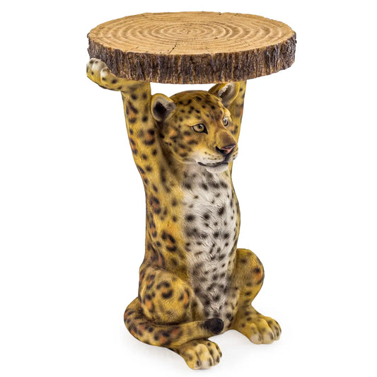Leopard Holding "Trunk Slice" Side Table
