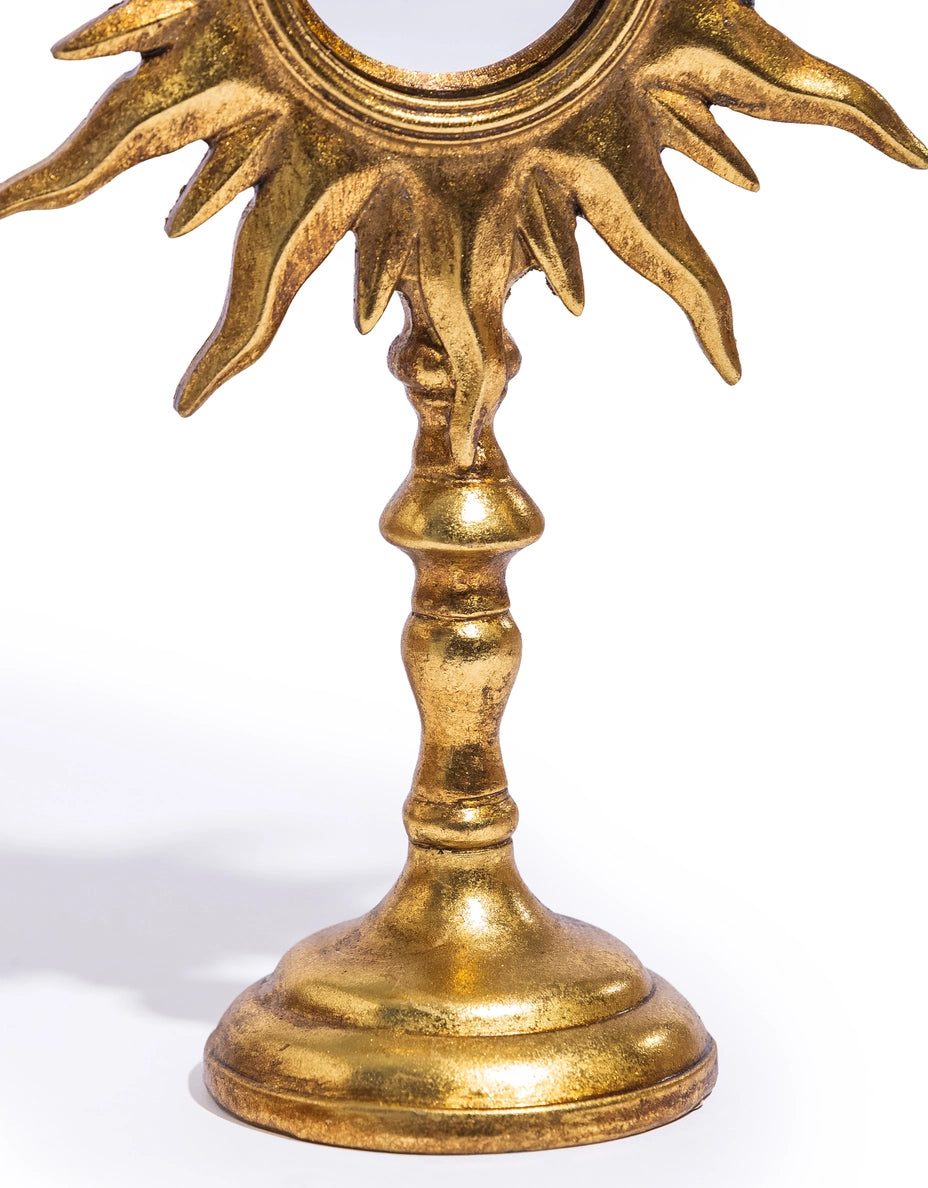 Antique Gold Sunburst Mirror On Stand