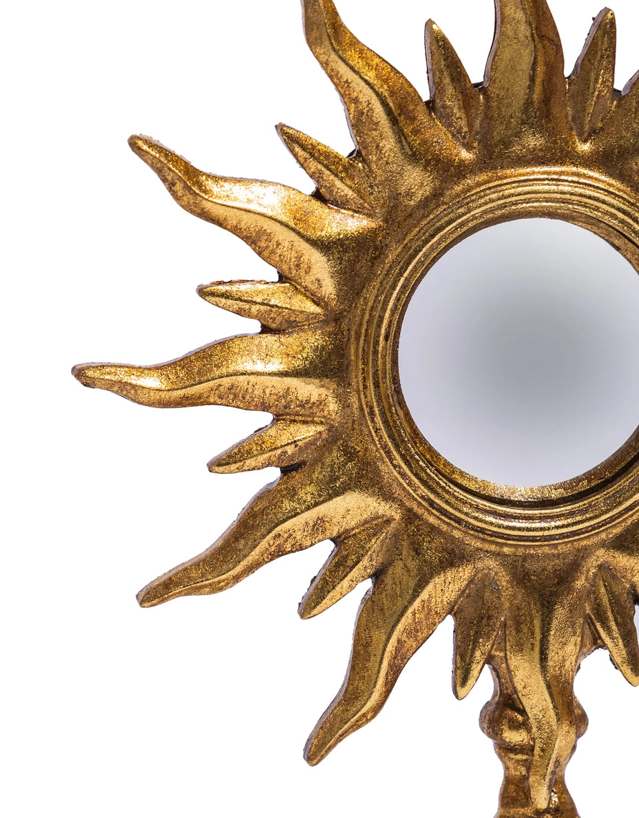 Antique Gold Sunburst Mirror On Stand