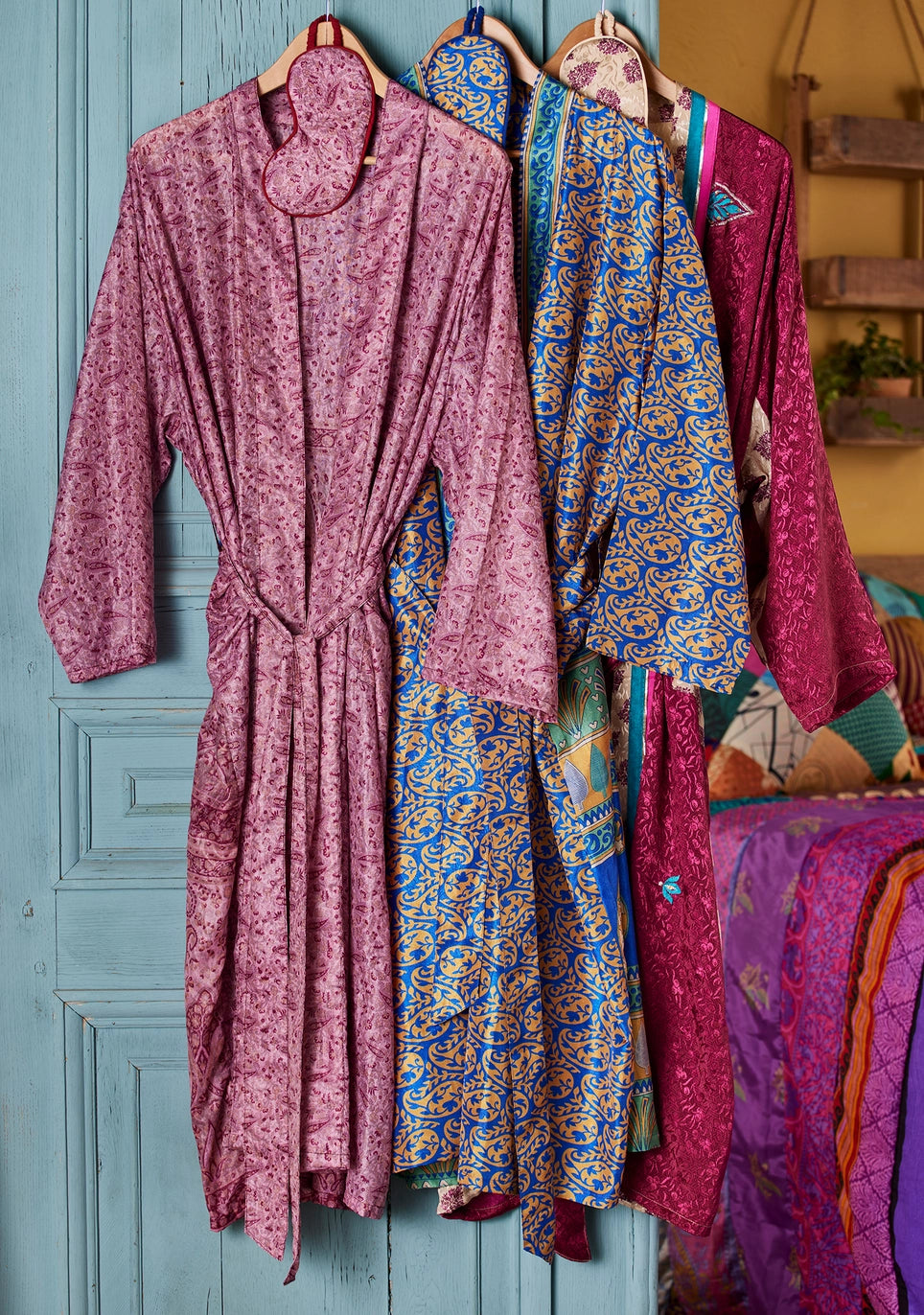 Recycled Sari Dressing Gown with Matching Eye Mask