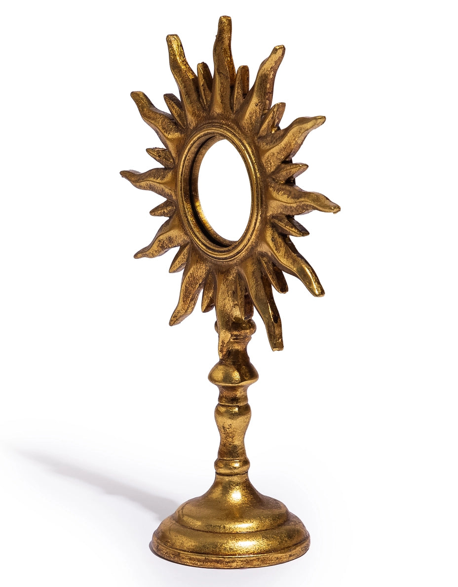 Antique Gold Sunburst Mirror On Stand