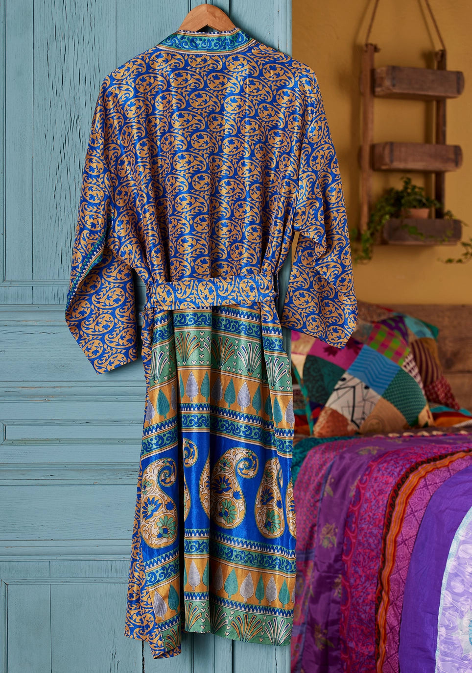 Recycled Sari Dressing Gown with Matching Eye Mask