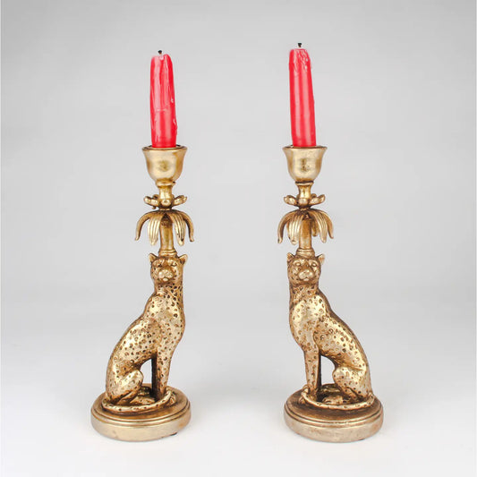 Leopard Candlestick Holders- Set