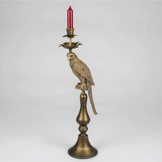 Antique Gold Parrot Candle Holder